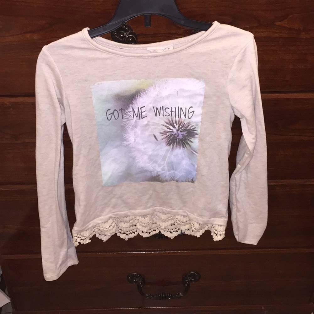 Beige "got me wishing" long sleeve tee